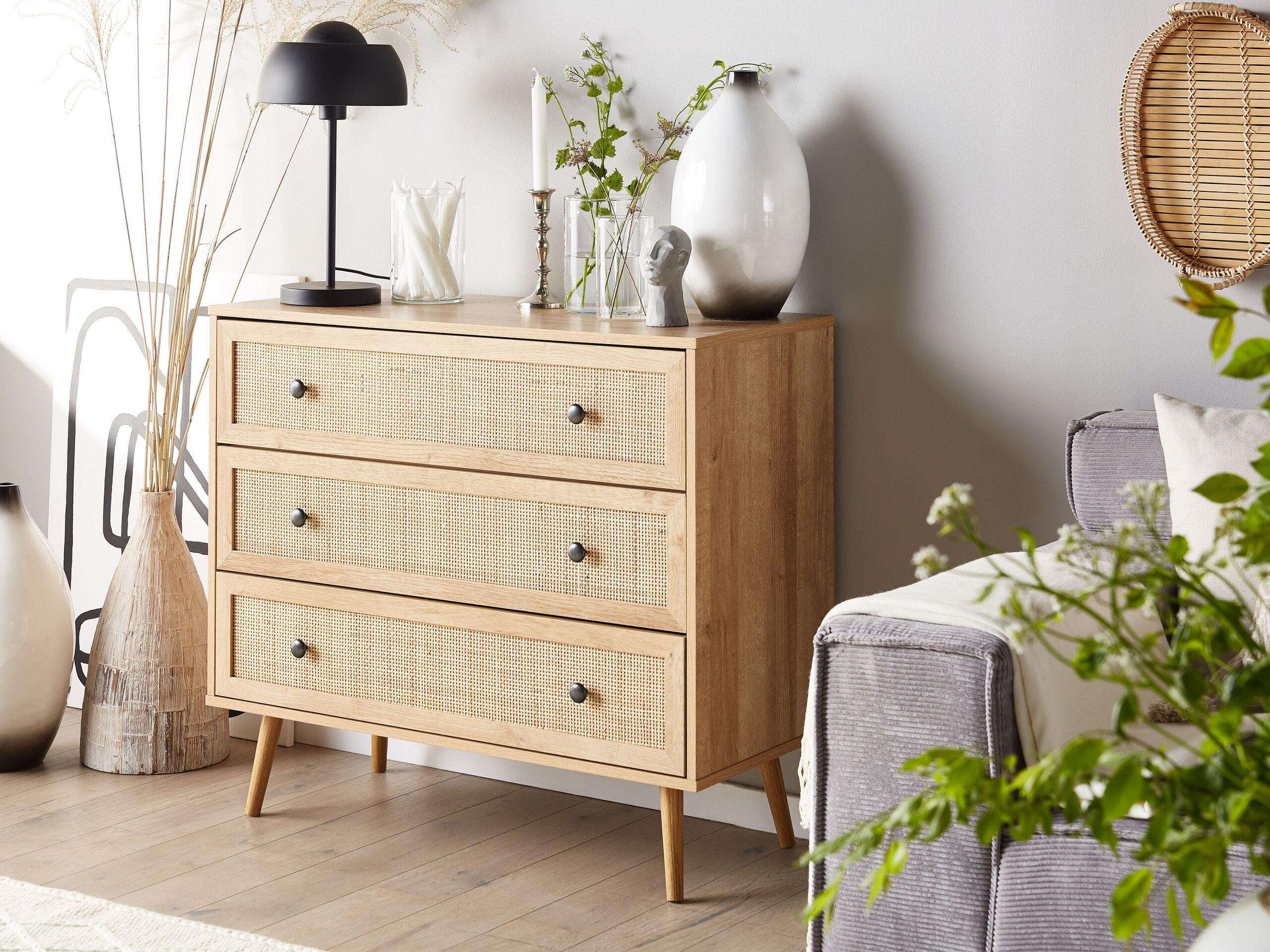 Beliani Cassettiera 3 cassetti en Pannello di fibre (LDF) Retrò PONCA  