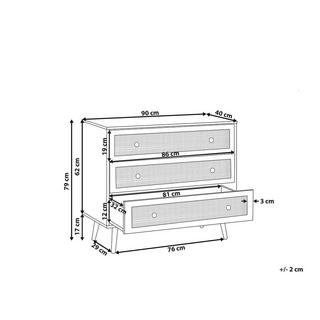 Beliani Cassettiera 3 cassetti en Pannello di fibre (LDF) Retrò PONCA  