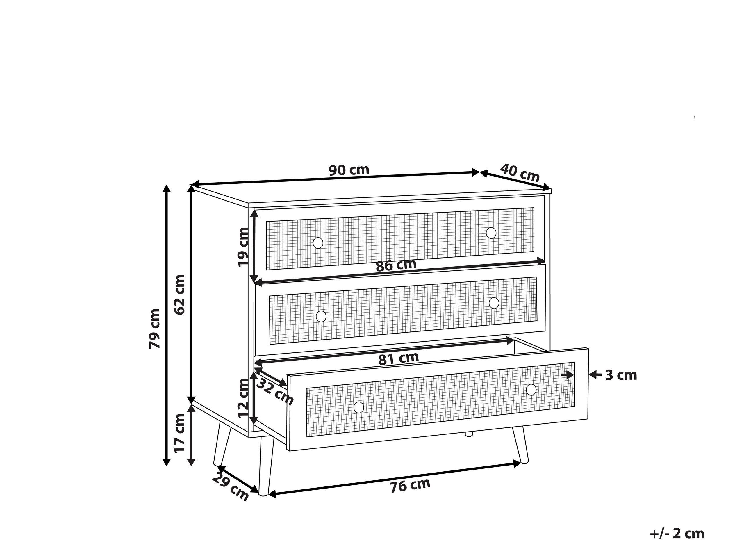 Beliani Cassettiera 3 cassetti en Pannello di fibre (LDF) Retrò PONCA  