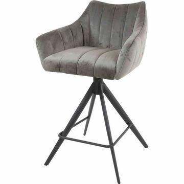 Chaise de bar pivotante Cinéma Velours anthracite