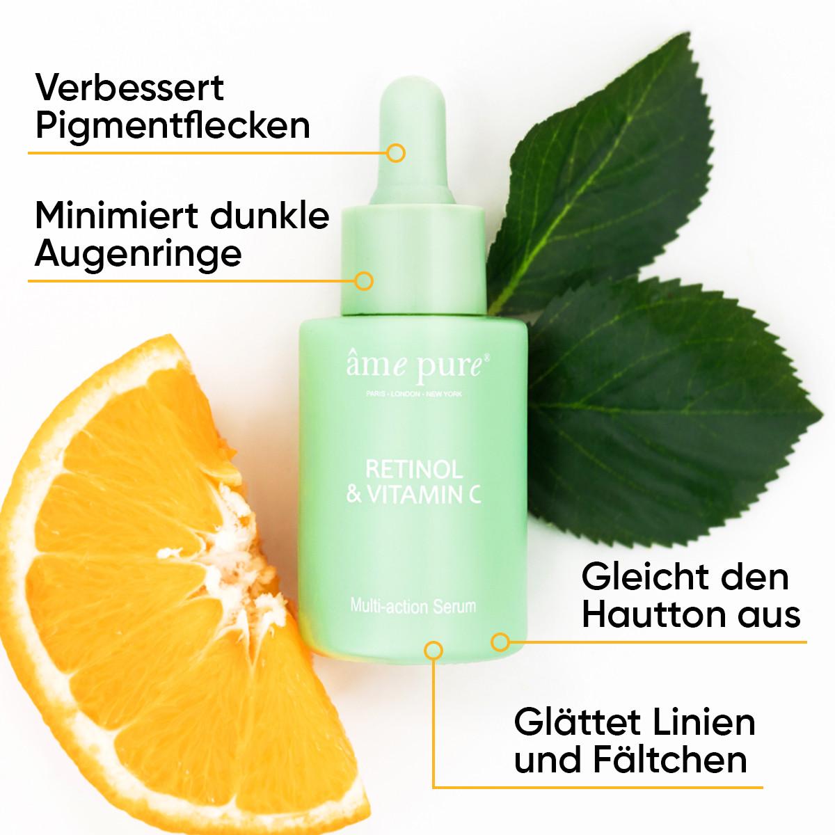 âme pure  Retinol & Vitamin C Serum- Sérum hydratant visage contre les taches, les cernes, les poches, les ridules et les rides 