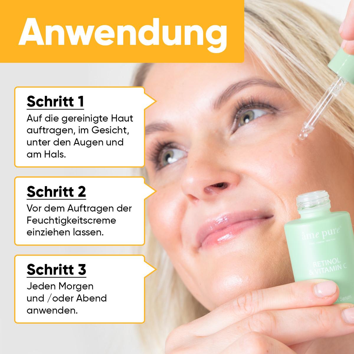 âme pure  Retinol & Vitamin C Serum- Feuchtigkeit Gesichts- Serum gegen Flecken, Augenringen, Tränensäcken, feinen Linien und Falten 