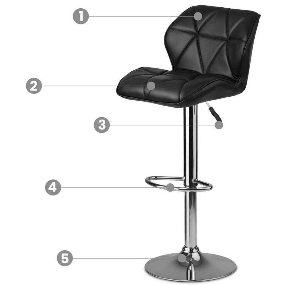 B2X  Tabouret de bar avec dossier Castel noir - 2 pcs 