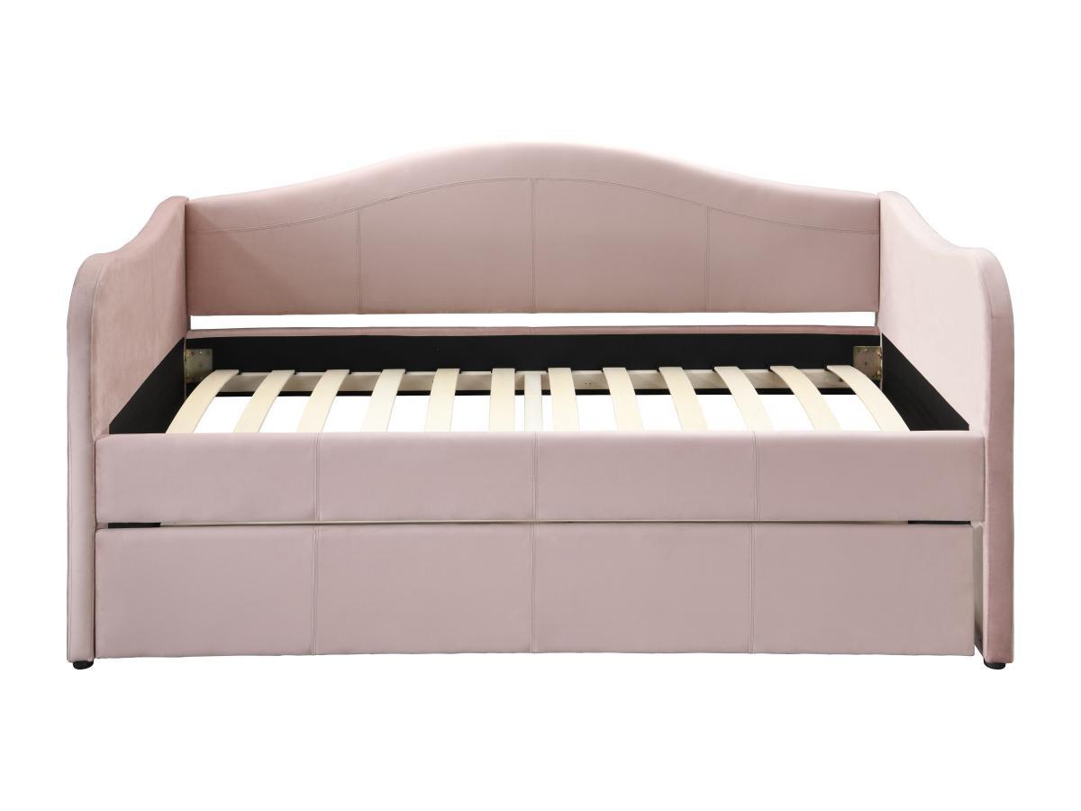 Vente-unique Letto divano a scomparsa 2 x 90 x 190 cm Velluto Rosa - MATHILDE  