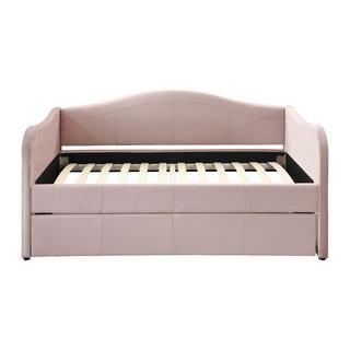 Vente-unique Ausziehbett - Samt - 2 x 90 x 190 cm - Rosa - MATHILDE  