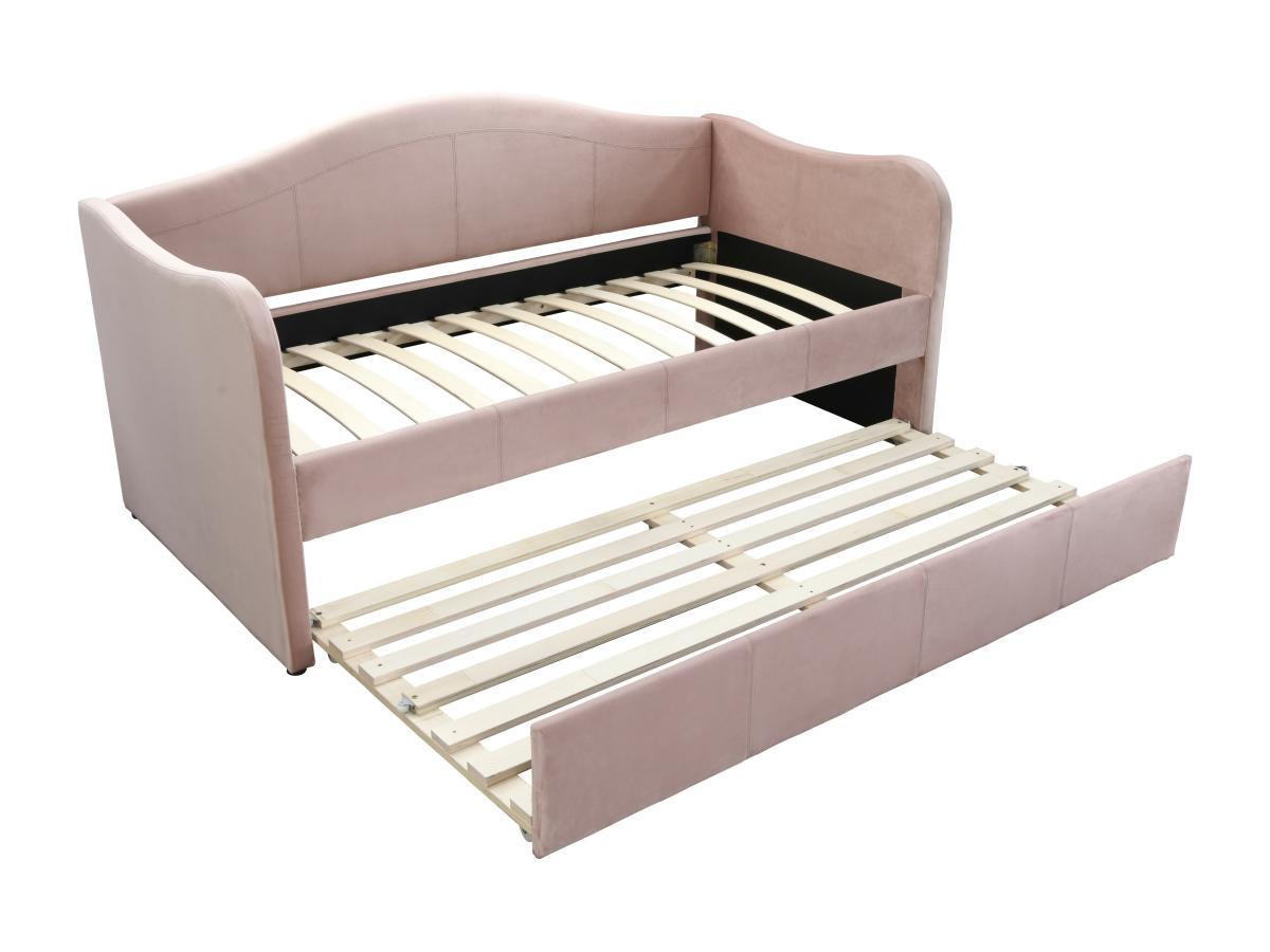 Vente-unique Letto divano a scomparsa 2 x 90 x 190 cm Velluto Rosa - MATHILDE  