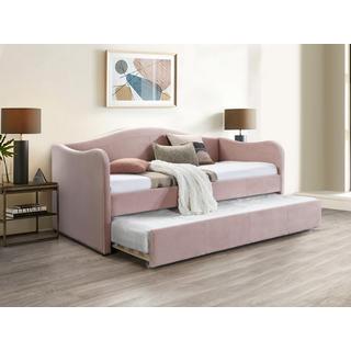 Vente-unique Ausziehbett - Samt - 2 x 90 x 190 cm - Rosa - MATHILDE  