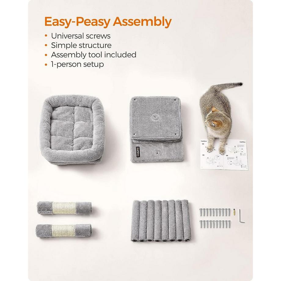 Pricenet  Arbre à chat confortable avec grand perchoir, 2 grottes et griffoirs 