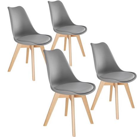 Tectake 4 Chaises de Salle à Manger FRÉDÉRIQUE Style Scandinave Pieds en Bois Massif Design Moderne  