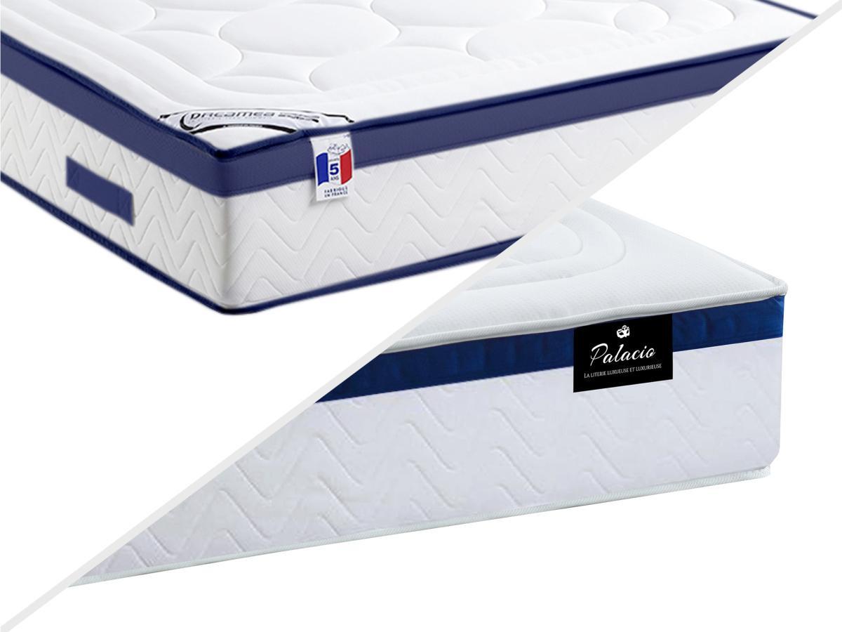 Vente-unique Ensemble 160 x 200 cm sommier coffre blanc + matelas ressorts ensachés  ép.30cm - MARQUIS de PALACIO  