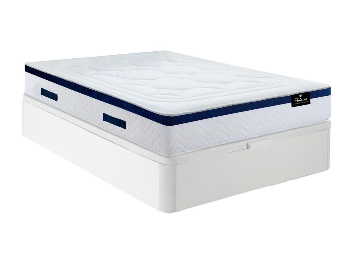 Vente-unique Ensemble 160 x 200 cm sommier coffre blanc + matelas ressorts ensachés  ép.30cm - MARQUIS de PALACIO  