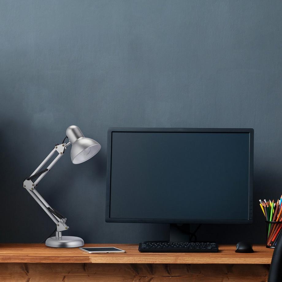 B2X Lampe de bureau rétro argentée  
