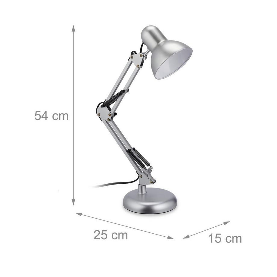 B2X Lampe de bureau rétro argentée  