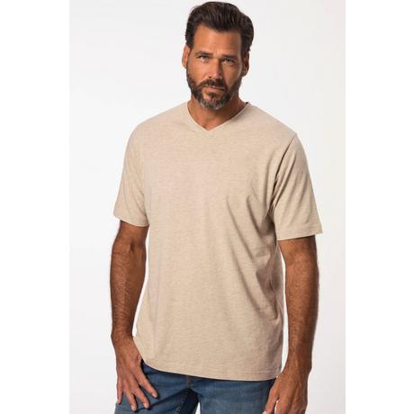 JP1880  T-shirt basic con scollo a V natura melange 