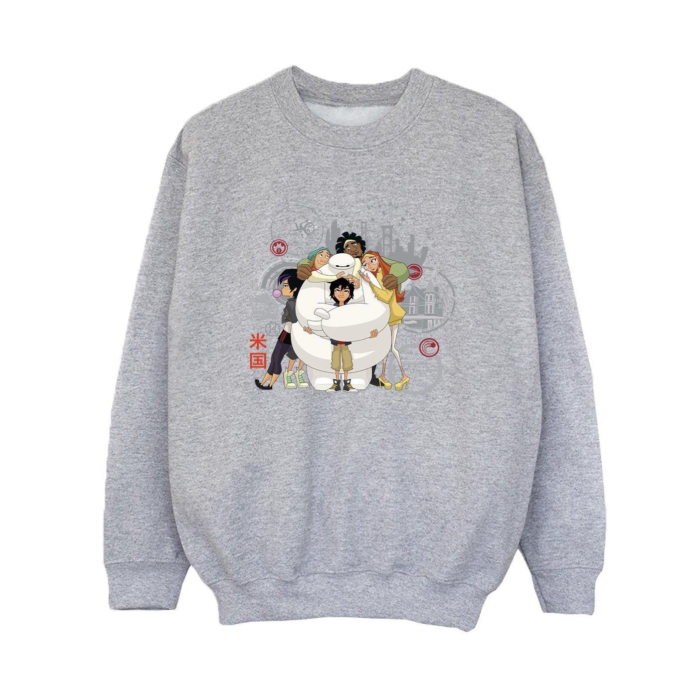 Image of Big Hero 6 Baymax Group Hug Sweatshirt Unisex Grau 140/146
