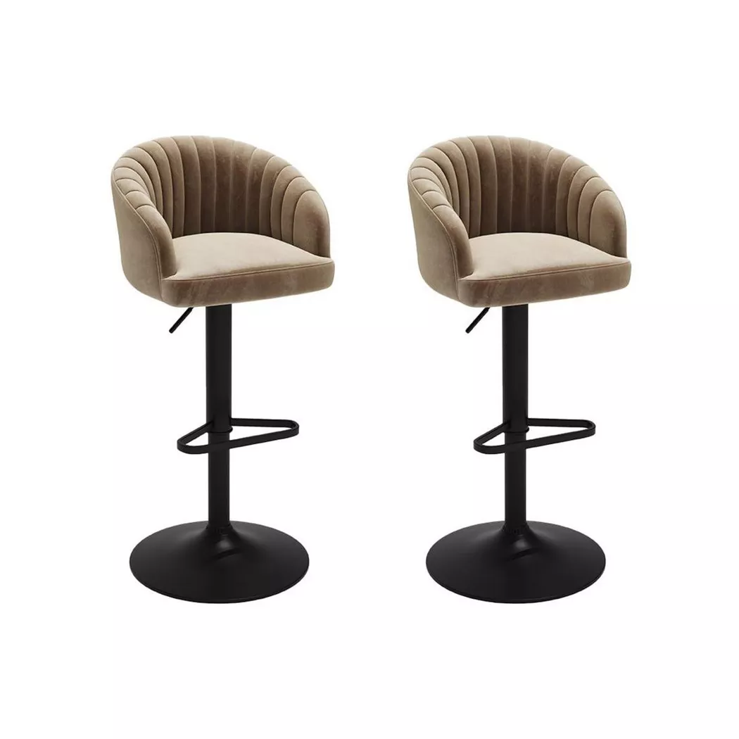 Vente-unique - Sgabello Da Bar Tessuto E Metallo Beige - Lotto Di 2 - Doraliz
