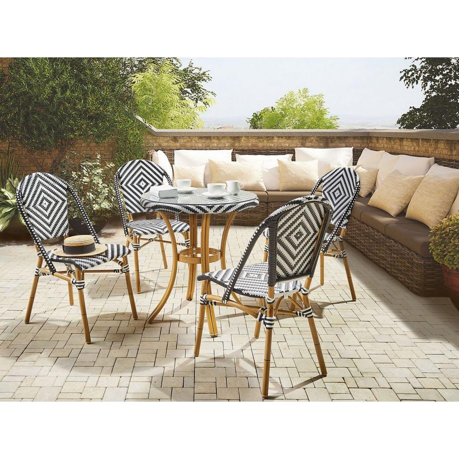 Beliani Essgruppe für 4 Personen aus PE Rattan Retro RIFREDDO  