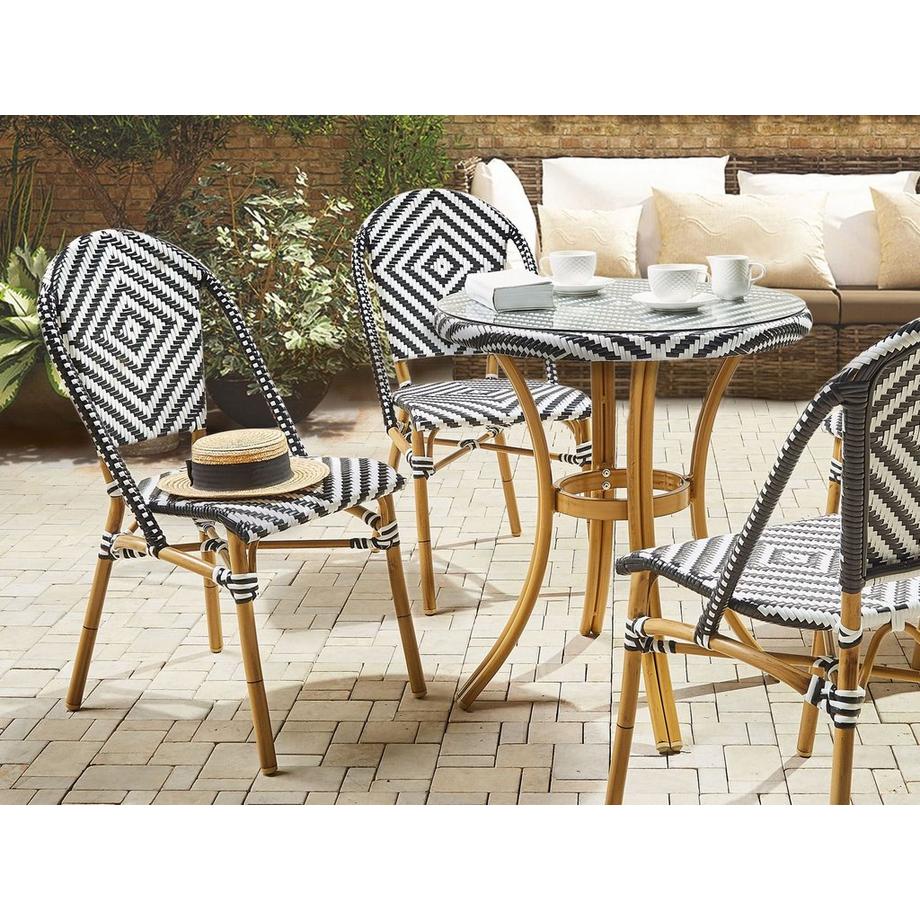 Beliani Essgruppe für 4 Personen aus PE Rattan Retro RIFREDDO  