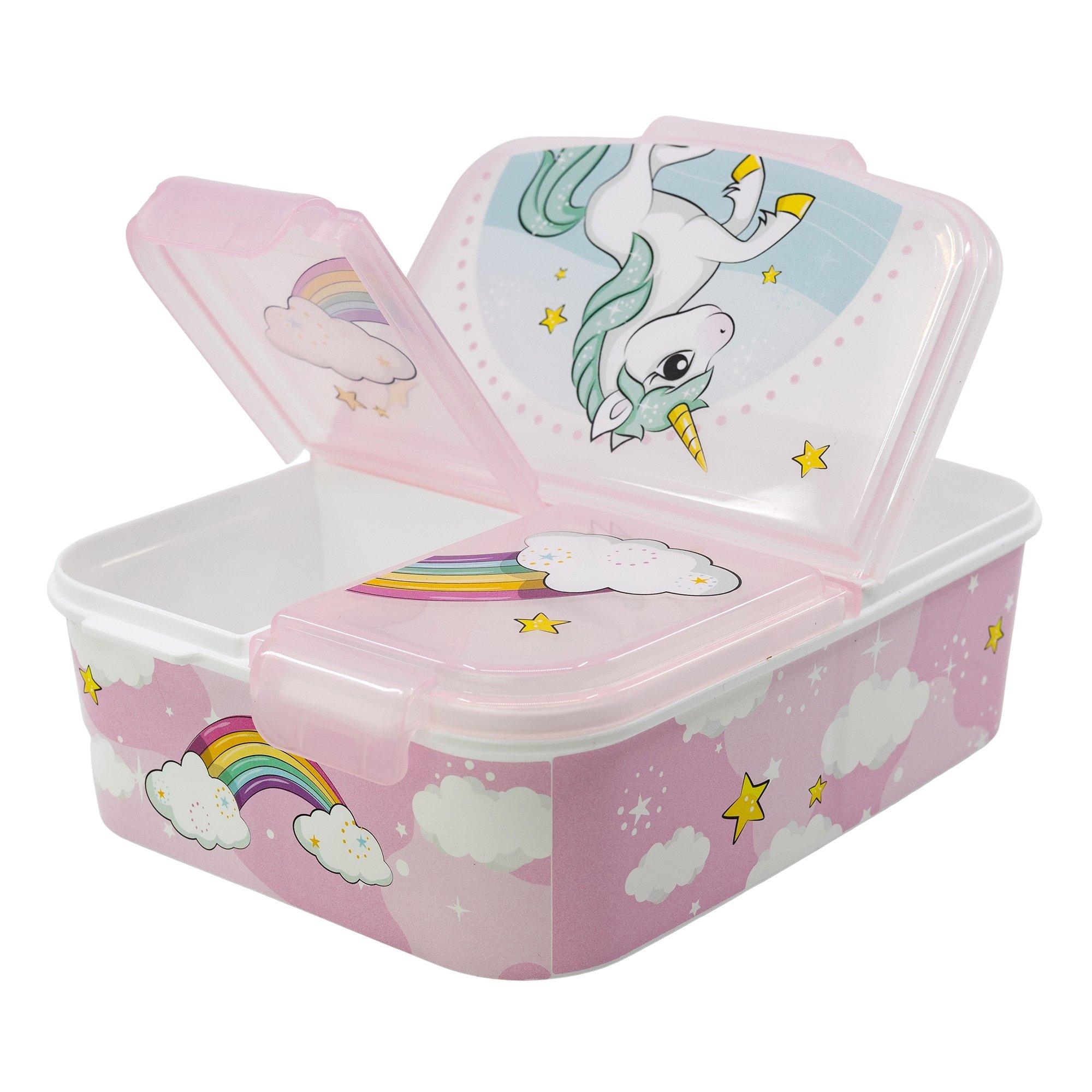 Stor Einhorn Rainbow - Lunchbox mit Fächern  