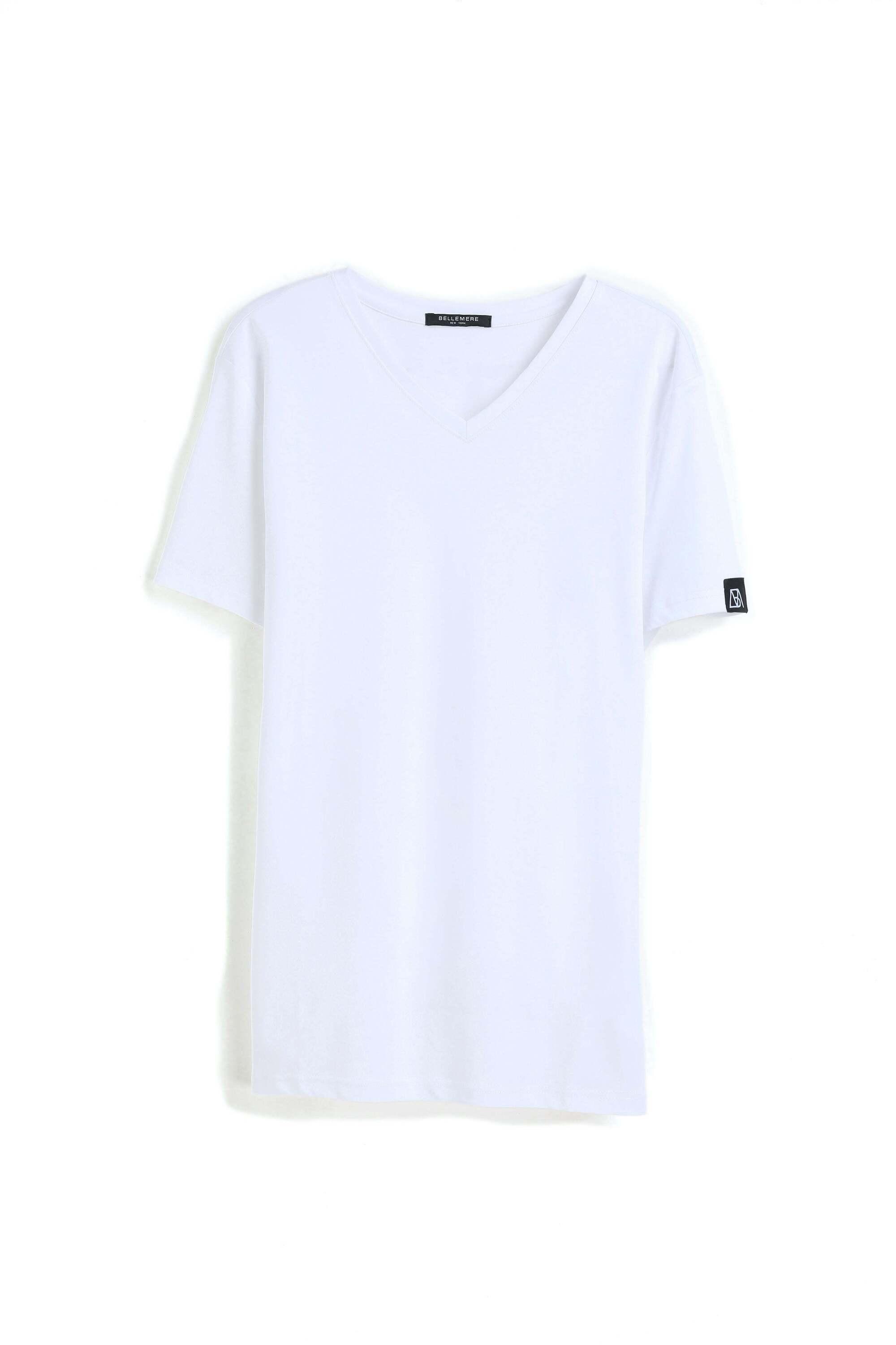 Bellemere New York  T-shirt in cotone mercerizzato con grande scollo a V 