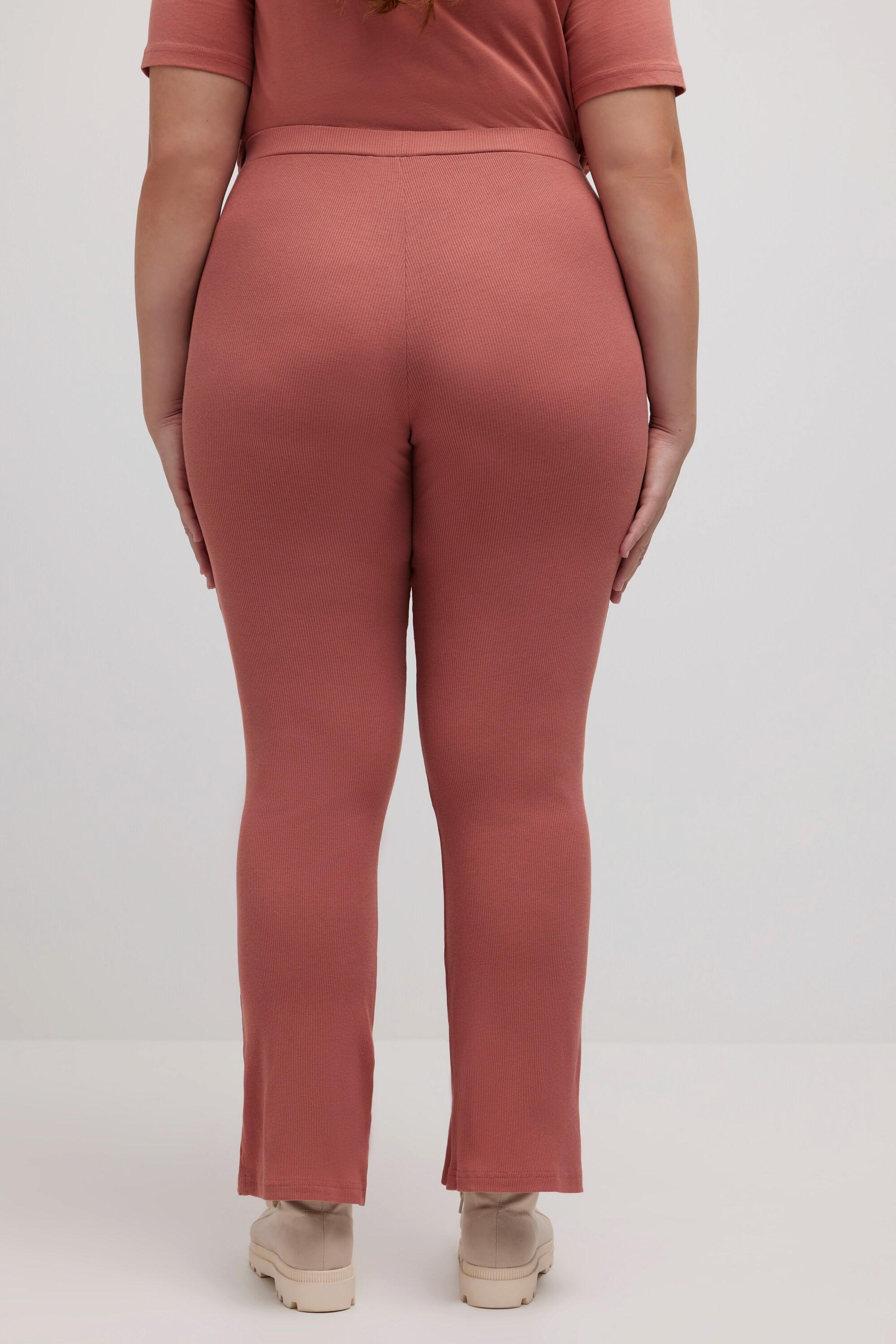 Ulla Popken  Leggings in jersey a costine di cotone biologico con gamba svasata 