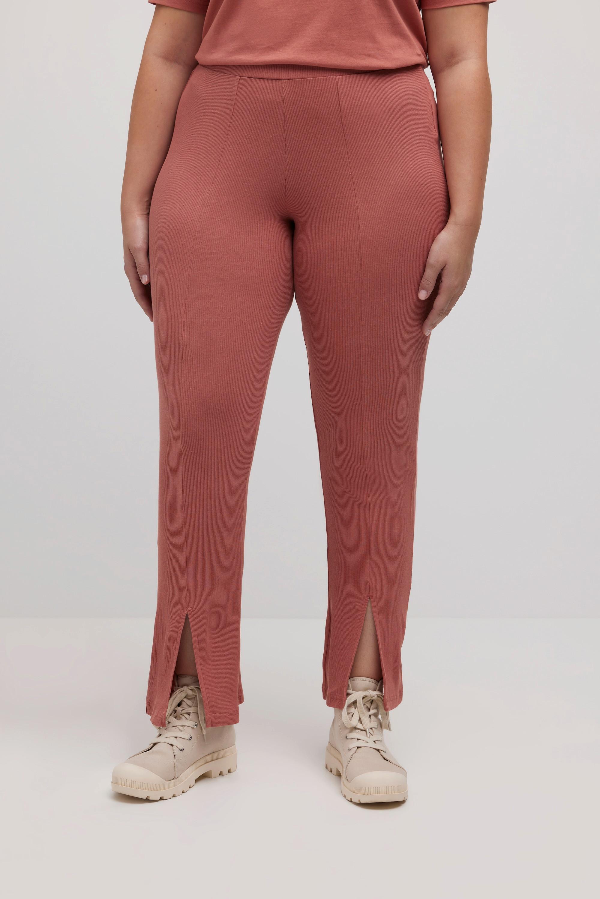 Ulla Popken  Leggings in jersey a costine di cotone biologico con gamba svasata 