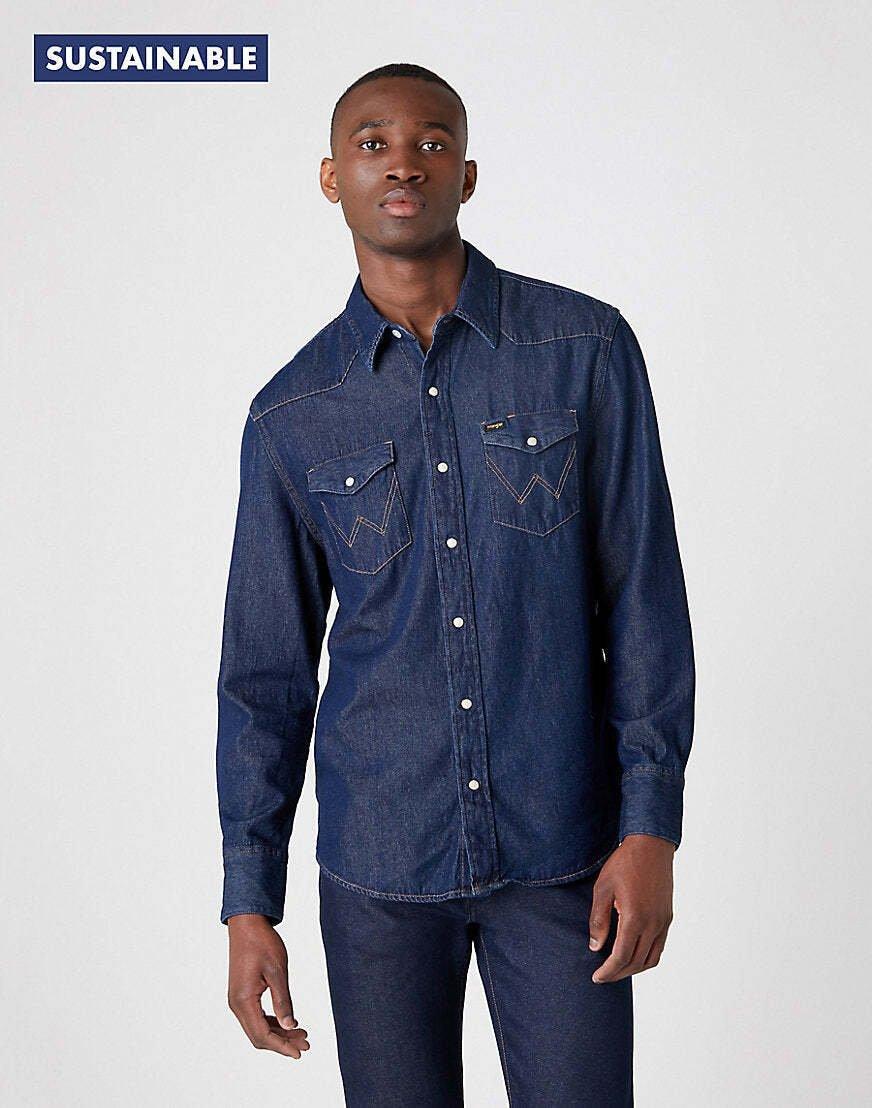 Image of Hemd 27mw Western Herren Blau Denim M
