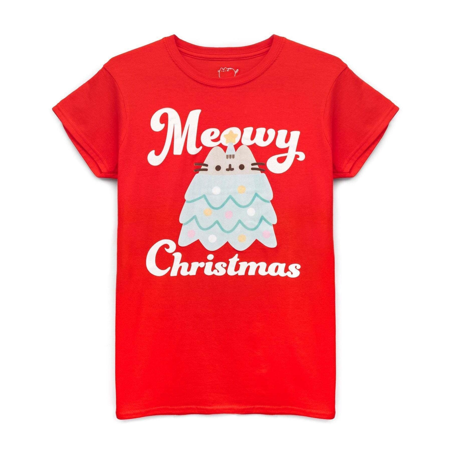Image of Meowy Christmas Tshirt Damen Rot Bunt XXL