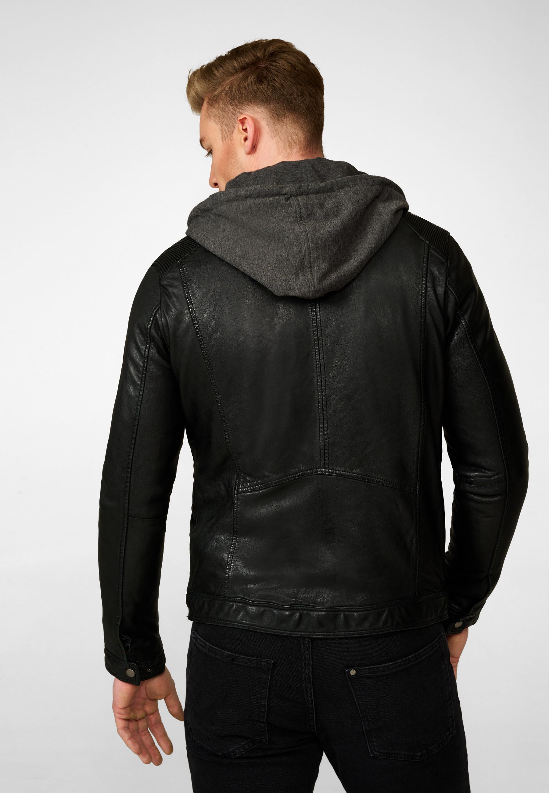 RICANO  Lederjacke Nate, Bikerstil mit abtrennbarer Kapuze 