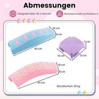 Northix  20 STK. Balancierbalken Set Kinder Balancierblöcke Trittsteine für drinnen & draußen Rosa 