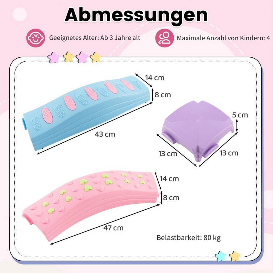 Northix  20 pièces. Jeu de poutres d'équilibrage blocs d'équilibrage pour enfants tremplins pour l'intérieur et l'extérieur rose 