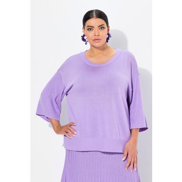 Maglione dal taglio oversize con lana, scollo a girocollo e maniche a 3/4 a costine