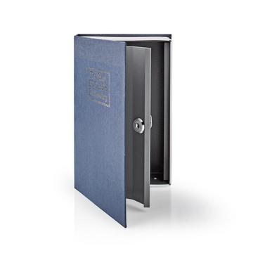 Coffre-fort | Coffre à livres | Trou de serrure | Intérieur | Medium | Volume intérieur : 1,6 l | 2 clés incluses | Bleu / Argent.