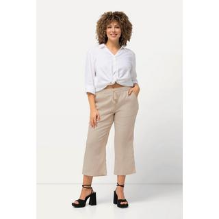 Ulla Popken  Pantalon en lin 7/8 à taille élastique. Naturellement respirant 