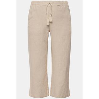 Ulla Popken  Pantaloni di lino a 7/8 naturalmente freschi con cintura elastica 