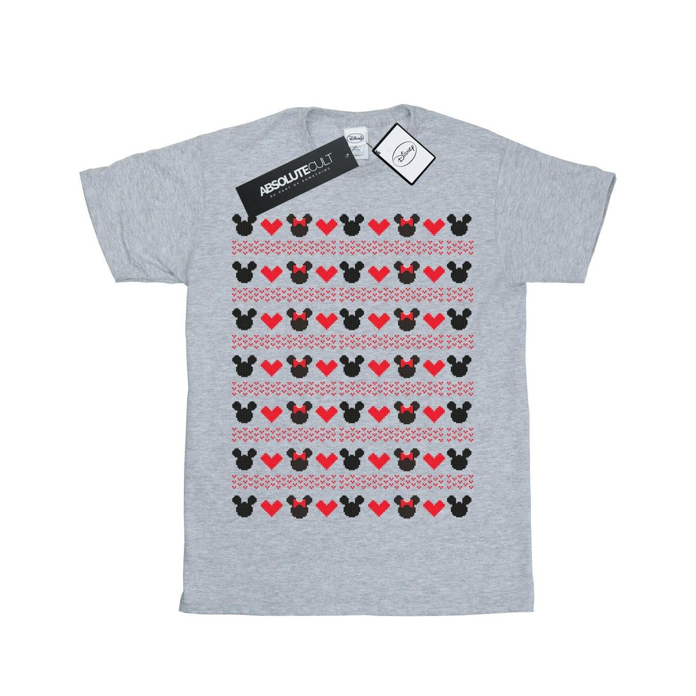 Image of Mickey And Minnie Christmas Hearts Tshirt Unisex Grau 152-158