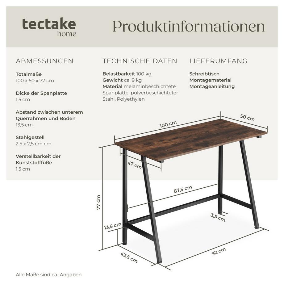 Tectake Bureau NEWTON style industriel  