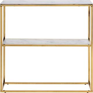 mutoni Table console Romandie lait verre marbre imprimé blanc 6 mm 1 étagère chrome doré 79,5x26x80,5cm  