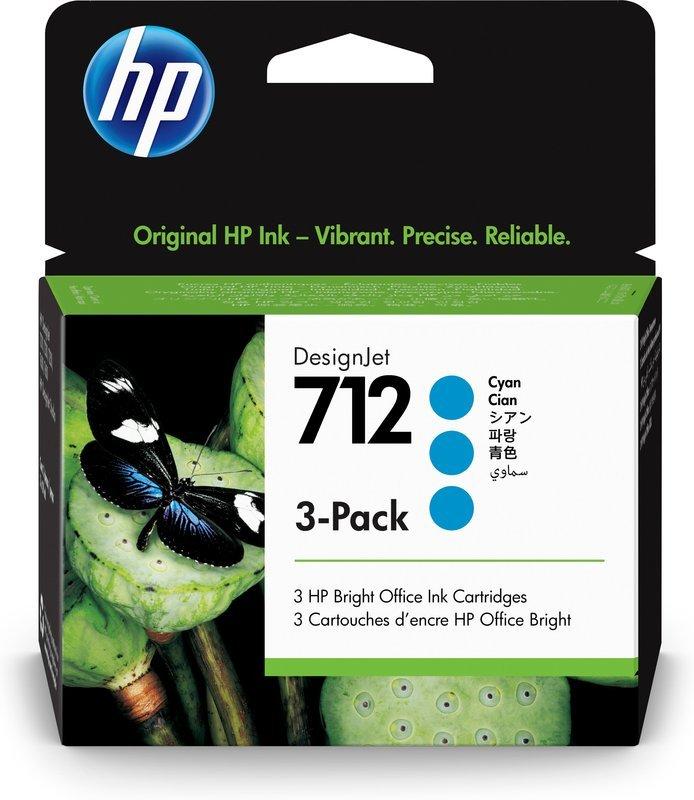 Hewlett-Packard  HP Tintenpatrone 712 cyan 3ED77A DesignJet T230/250/630 3 Stück 