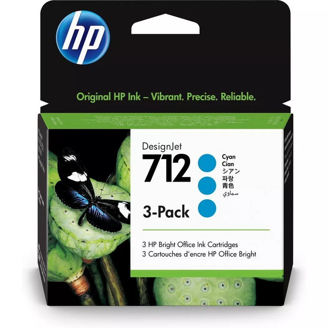 Hewlett-Packard – HP Tintenpatrone 712 cyan 3ED77A DesignJet T230/250/630 3 Stück, One Size