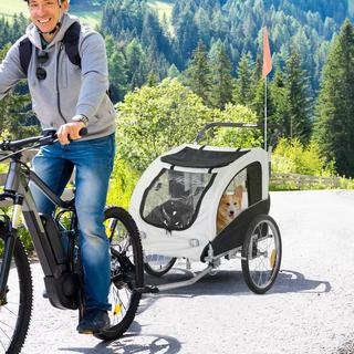 PawHut  Rimorchio Per Cani Jogger Rimorchio Per Bicicletta Rimorchio Per Bicicletta Per Cani Bianco+Nero 155 X 83 X 108 Cm 