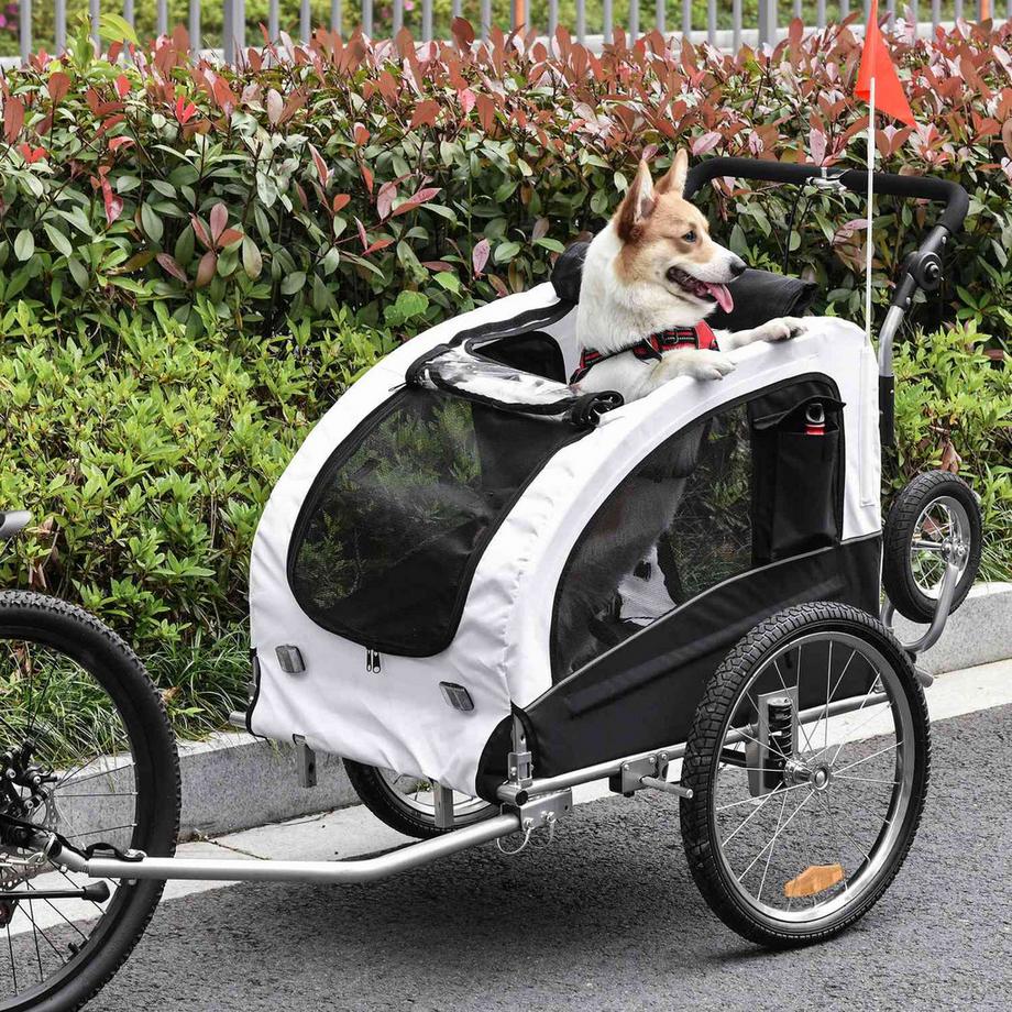 Northio  Hundeanhänger Jogger Fahrradanhänger Hunde Hunde-Fahrradanhänger Weiß+Schwarz 155 X 83 X 108 Cm 