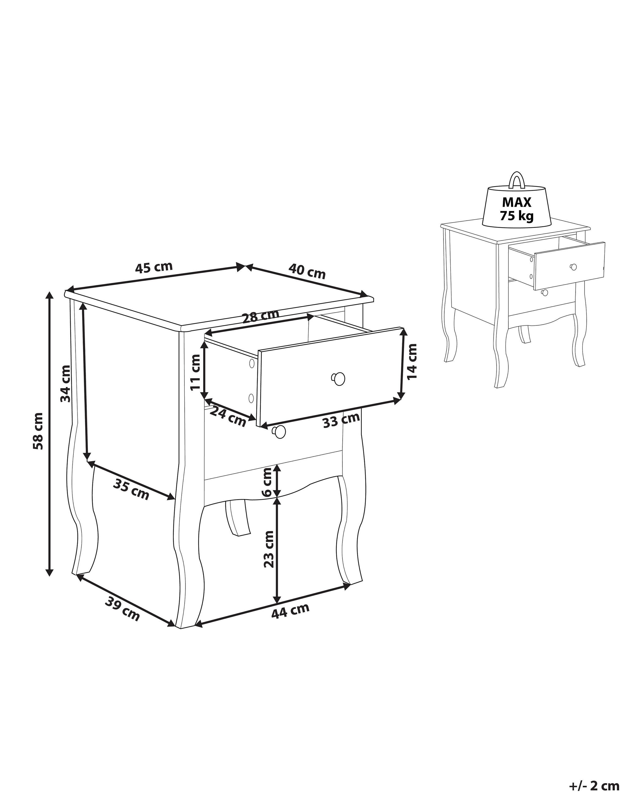 Beliani Nachttisch mit 2 Schubladen aus MDF-Platte Modern LANE  