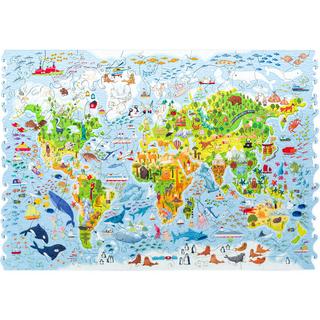 Unidragon  Carte du monde colorée (100 pièces) - Puzzle en bois pour enfants 