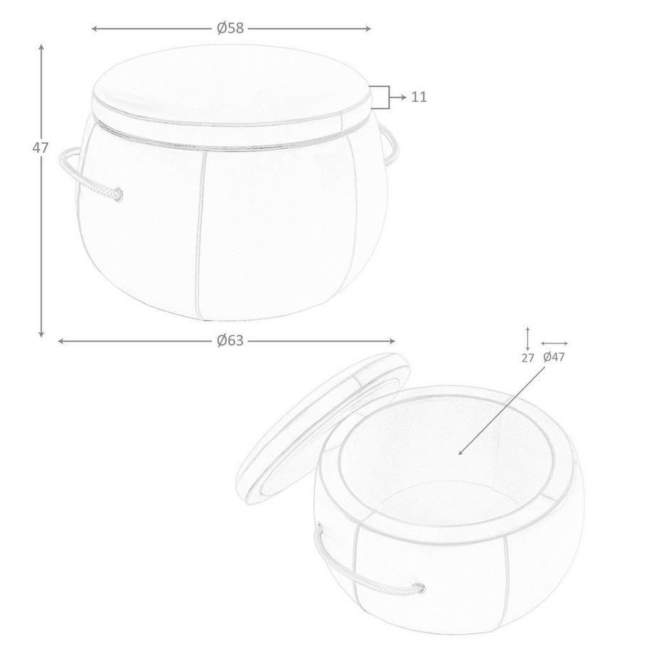 ANGEL CERDA  Pouf en cuir camel 