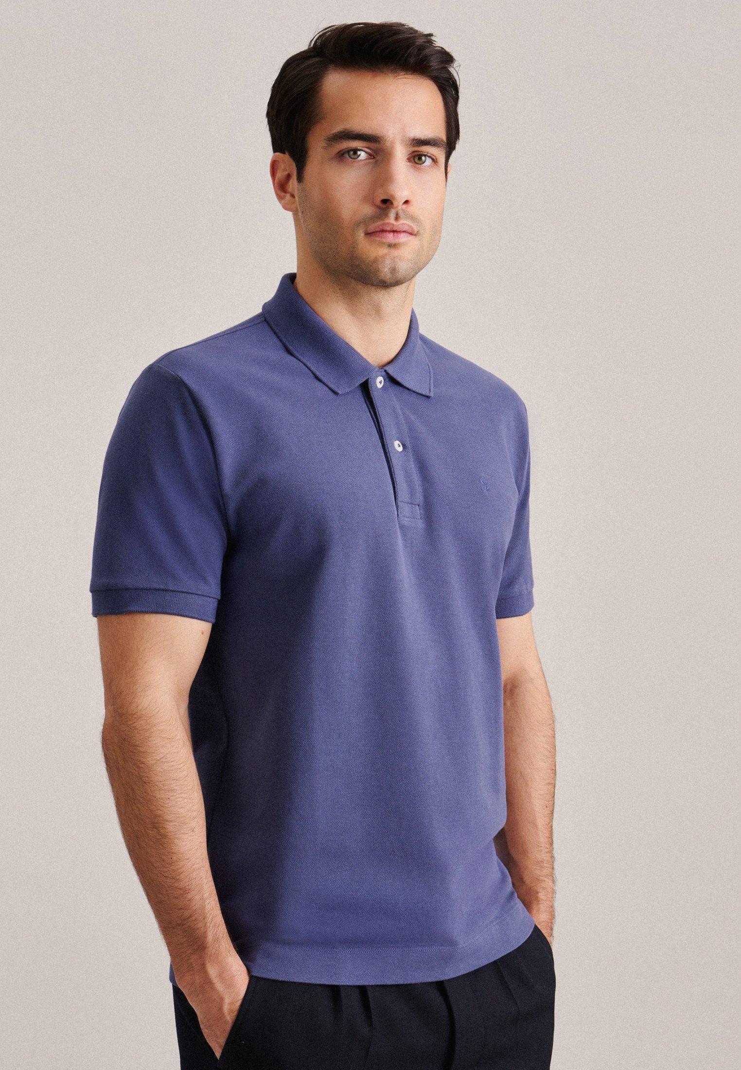 Image of Polo Regular Fit Kurzarm Uni Herren Blau S