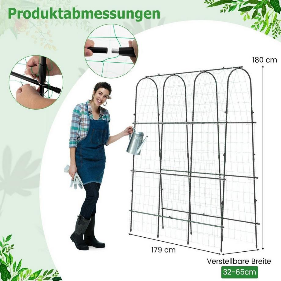 Northio Treillis en métal avec filet pour plantes grimpantes, support en forme de U pour concombre de jardin haut  