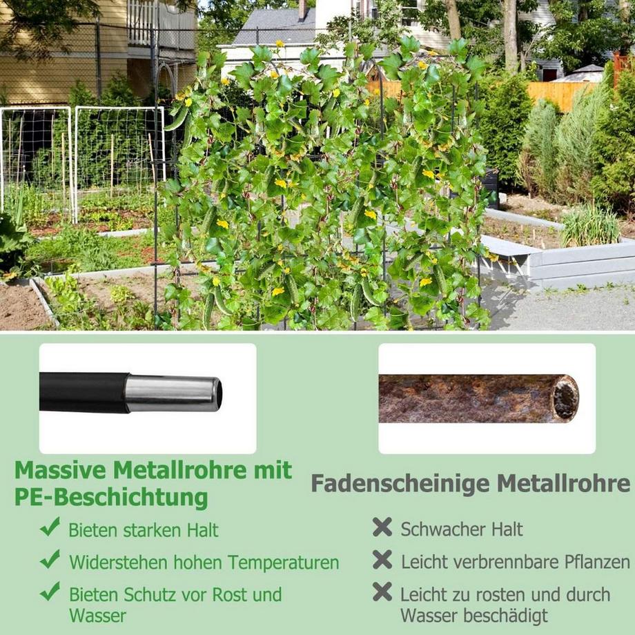 Northio Treillis en métal avec filet pour plantes grimpantes, support en forme de U pour concombre de jardin haut  