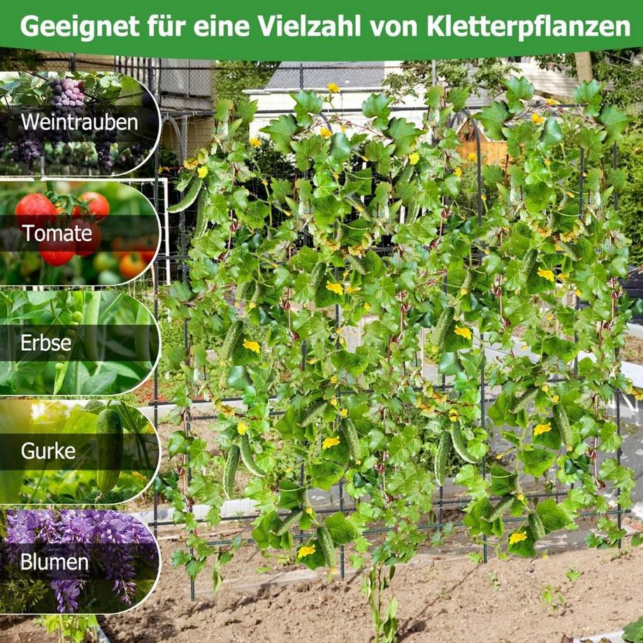 Northio Treillis en métal avec filet pour plantes grimpantes, support en forme de U pour concombre de jardin haut  
