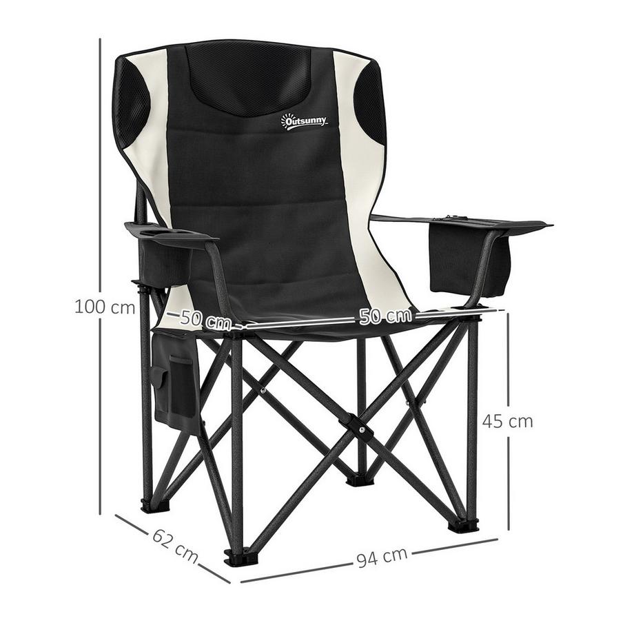 Northio  2er Set Faltstuhl faltbar Campingstuhl mit Armlehnen Getränkehalter Kopfstütze Kühltasche Outdoor Klappstuhl bis 120kg belast gepolstert Angelstuhl Gartenstuhl für Garten Camping Aosom 